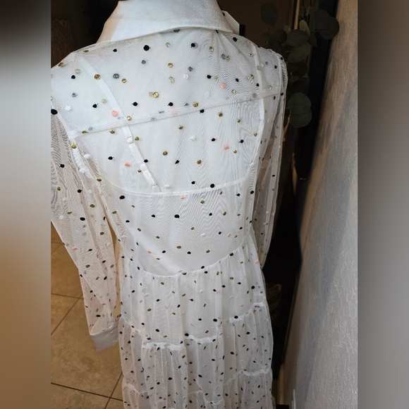 English Factory White Ruffled Tiered Dress Size S - Picture 13 of 14